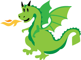 a green clipart dragon blowing fire