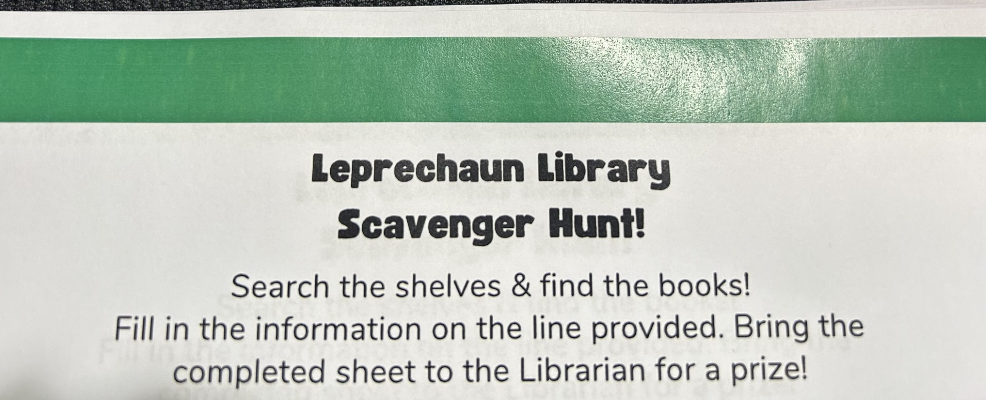 Leprechaun Library Scavenger Hunt!