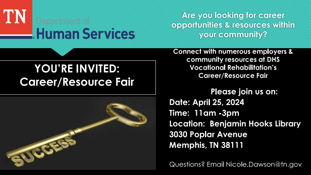 Career/Resource Fair, April 26, 2024 11-3 at the BLH Central Library.