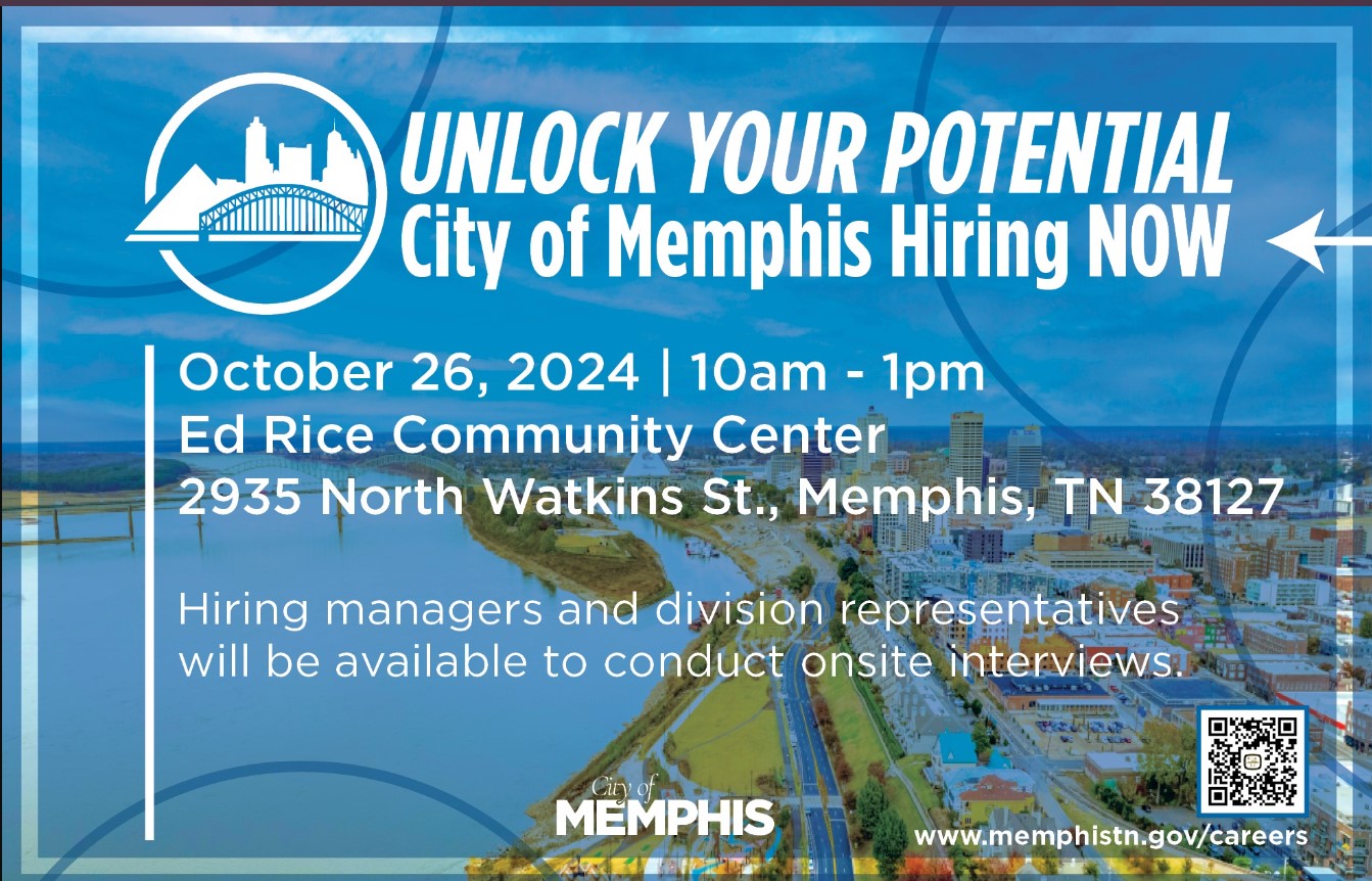 City of Memphis Job Fair at Ed Rice Community Center 10/26/24 10am-1pm