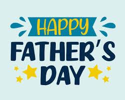 a light blue background with Happy Father's Day Written across it in yellow and navy. There are stars on either side of the word Day