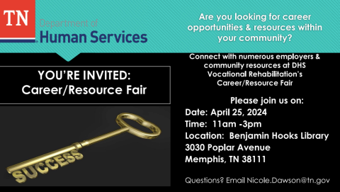 Career/Resource Fair, April 26, 2024 11-3 at the BLH Central Library.