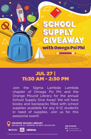School Supply Give Away with Omega Psi Phi Poster