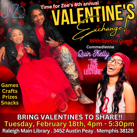 flier for program showing date and time and pictures of comedienne and gathering hosts.