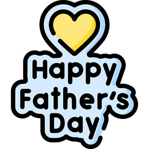 "Happy Father's Day" with a light blue background and a yellow heart above the text