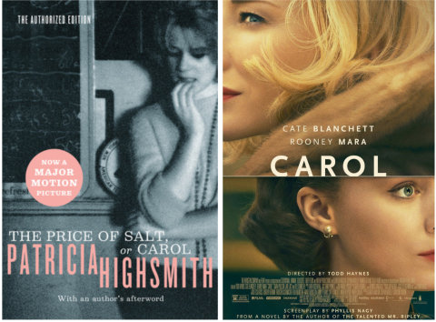 Carol book cover and movie poster