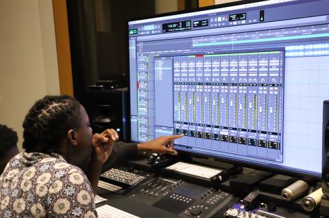 Teens creating song's on pro tools