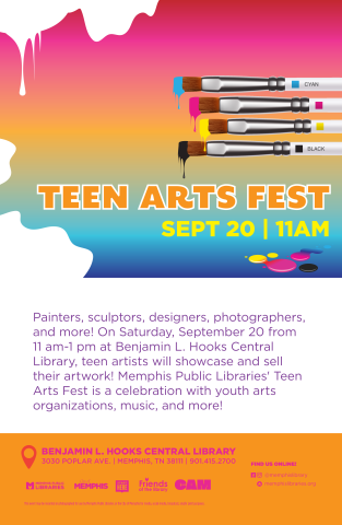 Teen Arts Fest flyer with program description and date and time