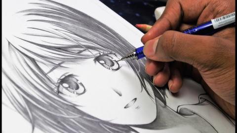 hand drawing an anime style character
