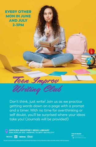 A teen holds a notebook thinking of what to write next.