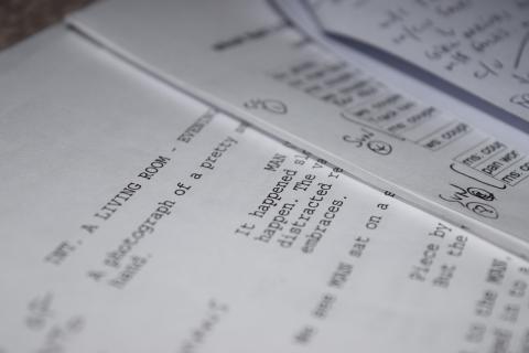 closeup of a movie screenplay