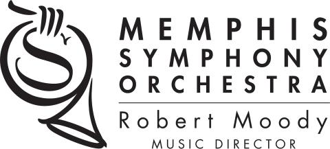 Memphis Symphony Orchestra logo featuring a French horn and the name of the director, Robert Moody