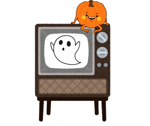 a TV with a generic cute ghost on the screen.