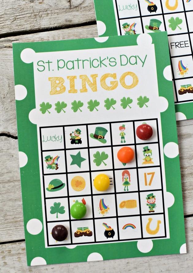 Photo of a St. Patrick's Day themed BINGO card