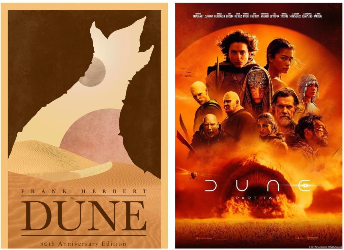 Dune (Part 2) book cover and movie poster