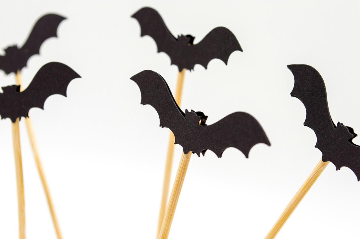 construction paper bats on sticks