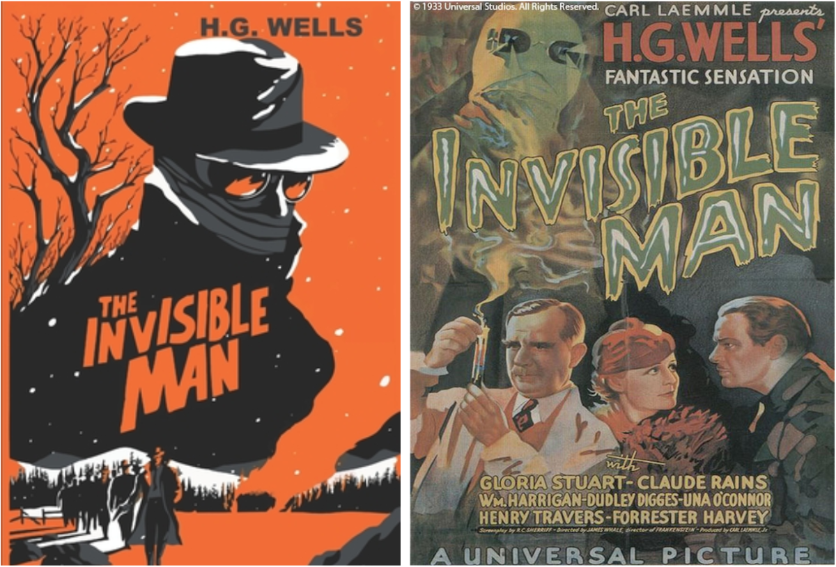 The Invisible Man book cover and movie poster