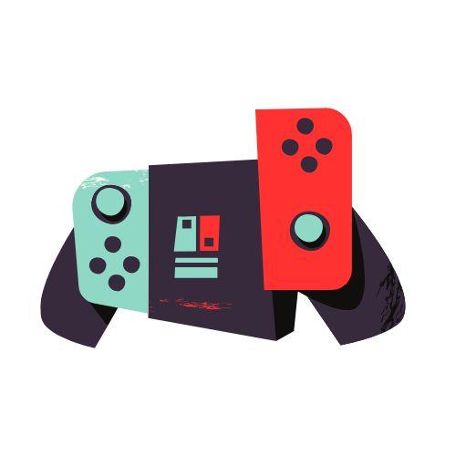 Image of a red and blue Nintendo Switch console