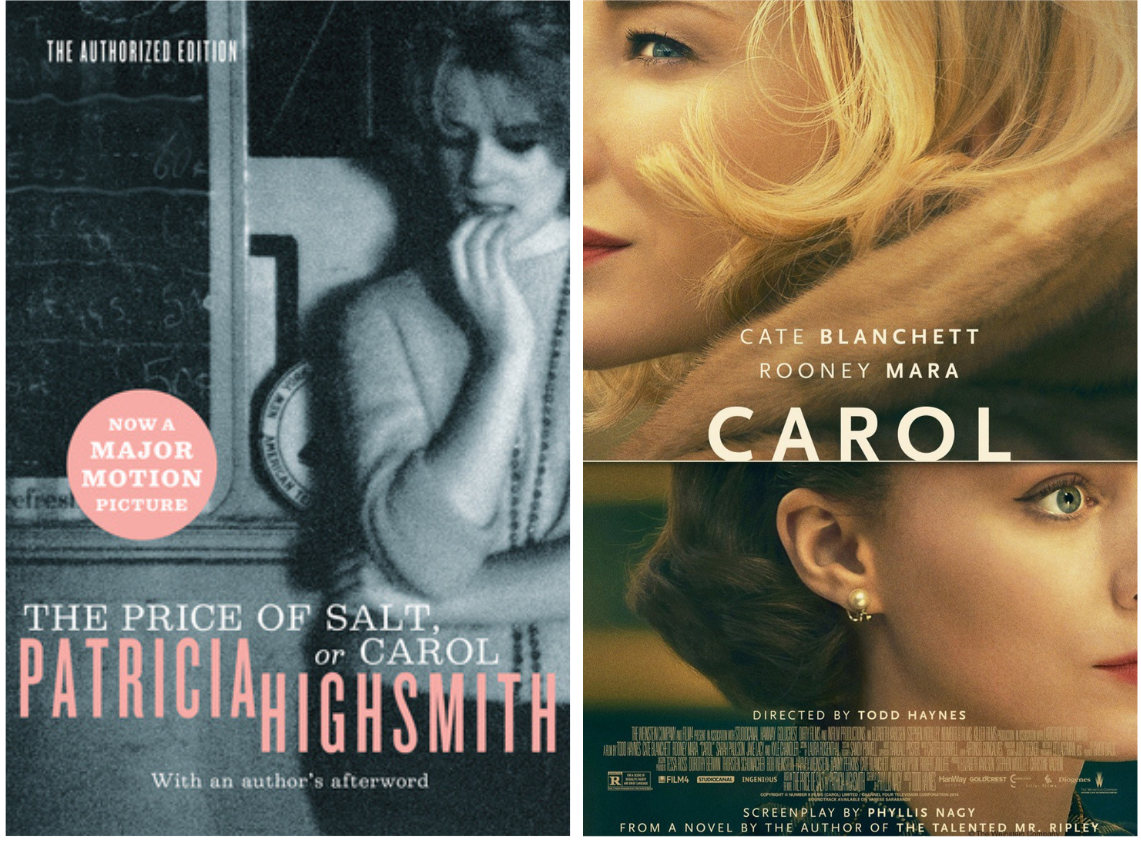 Carol book cover and movie poster