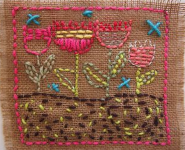 woven tapesty squares flower garden