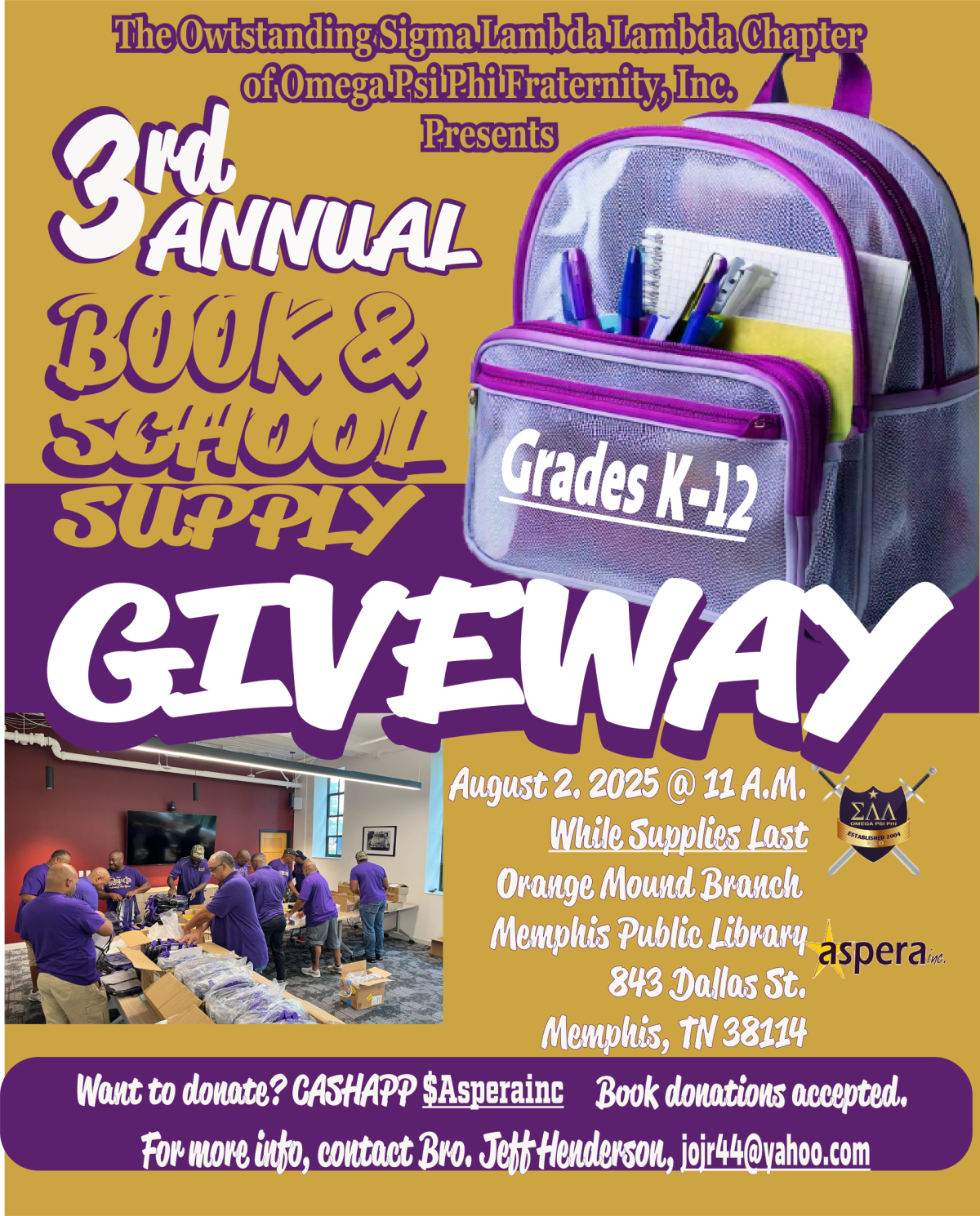 Flyer for the Back to School Giveaway Event