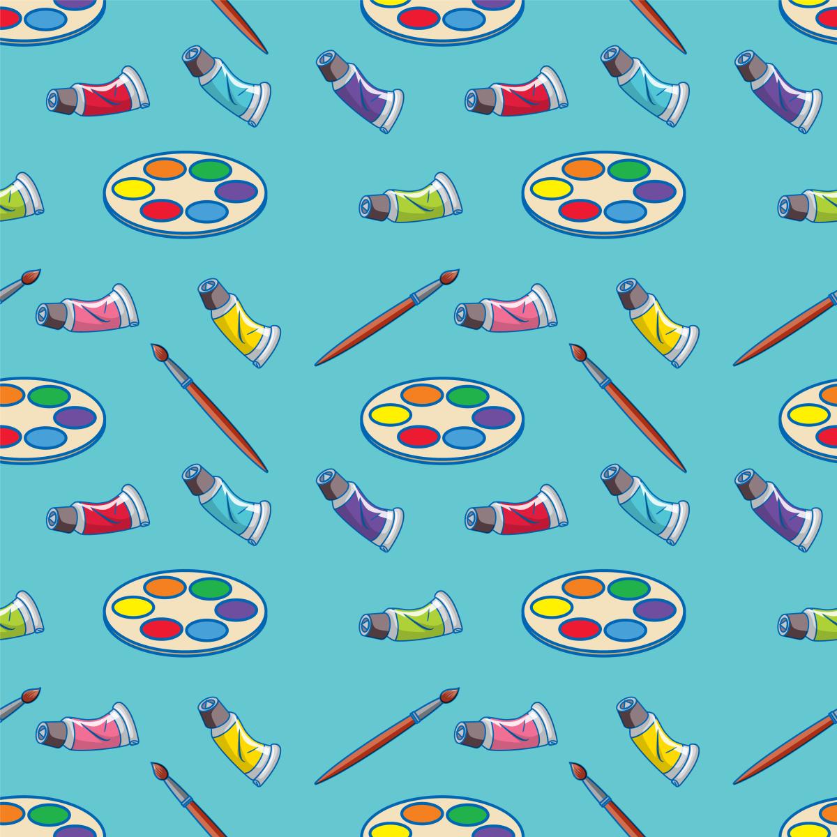 a repeated pattern of paint supplies
