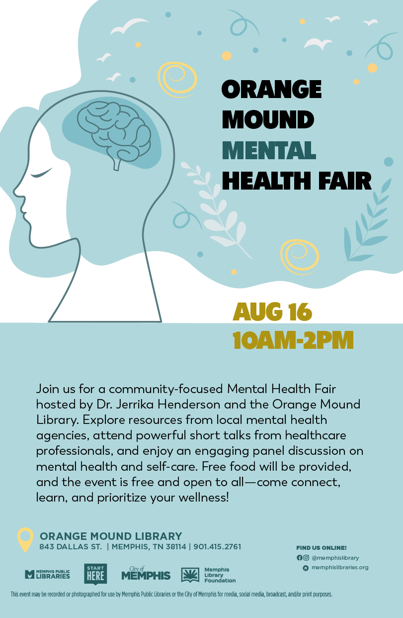 Flyer for the Orange Mound  Mental Health Fair
