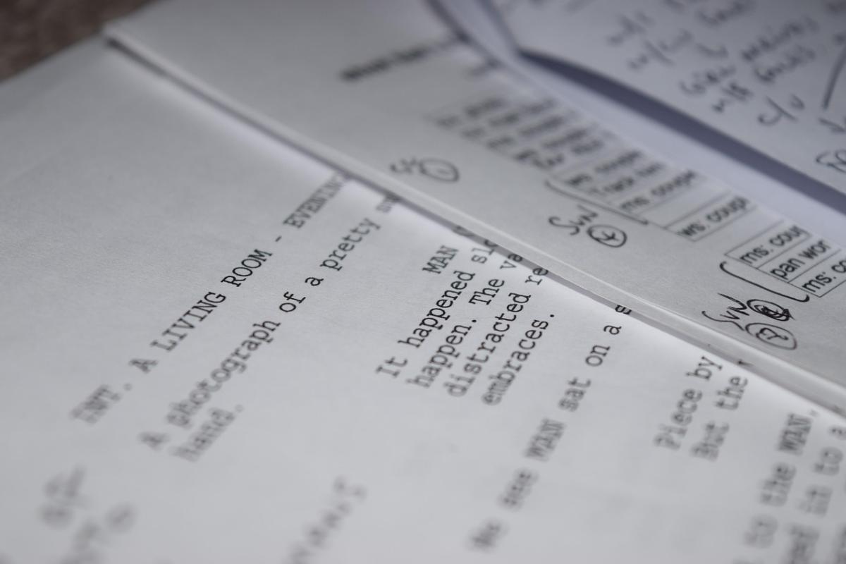 closeup of a movie screenplay