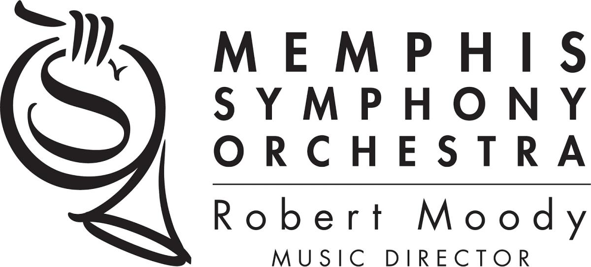 Memphis Symphony Orchestra logo featuring a French horn and the name of the director, Robert Moody