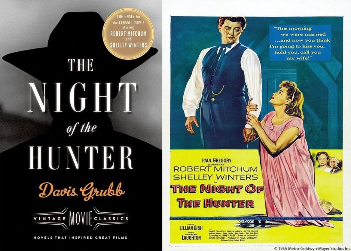 Night of the Hunter book cover and movie poster