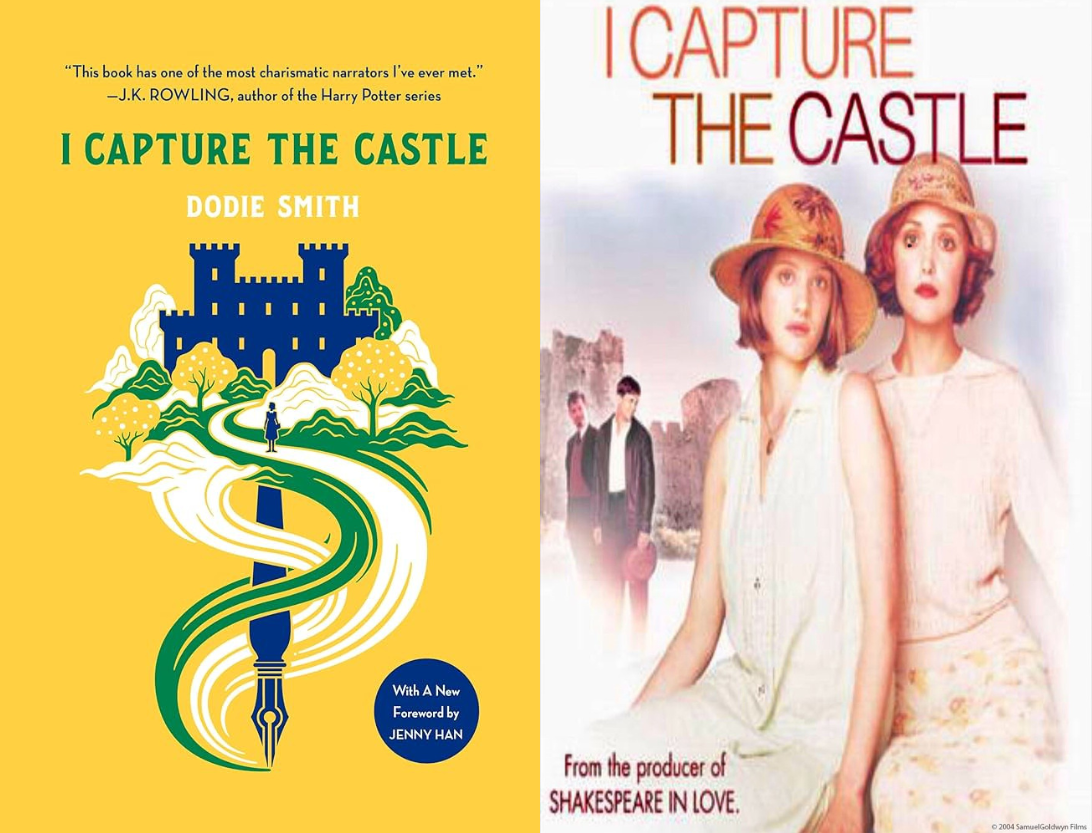 I Capture the Castle book cover and movie poster