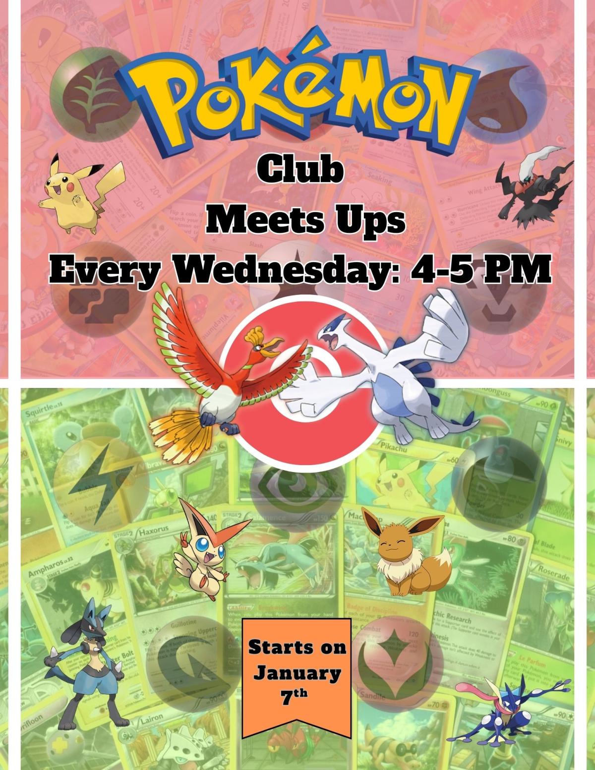 Pokémon Flyer announcing the program on Wednesdays from 4-5 PM.